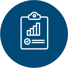 An icon of a clipboard with a graph and checklist